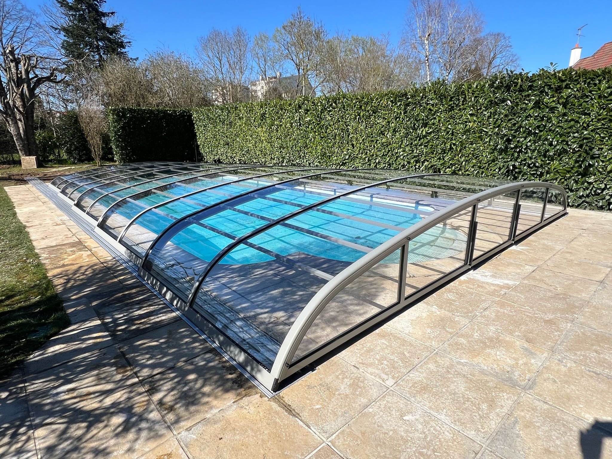 Abri de piscine bas optic Abri de piscine bas optic
